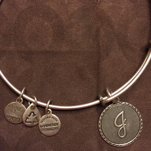 Authentic Alex and Ani “J” initial silver bangle - Picture 2 of 3